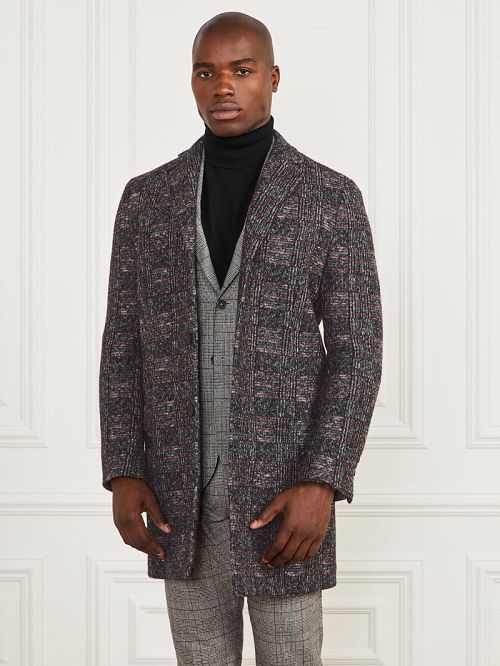 Guess Single Breasted Wool-Blend Coat Zwart Wit | GUESS-SN30760