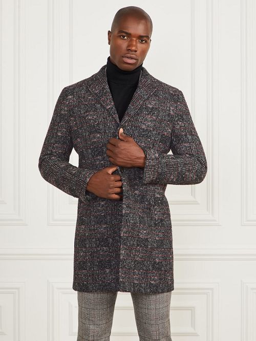 Guess Single Breasted Wool-Blend Coat Zwart Wit | GUESS-SN30760