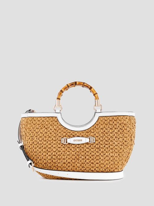 Guess Siria Straw Girlfriend Satchel Wit | GUESS-SN28938
