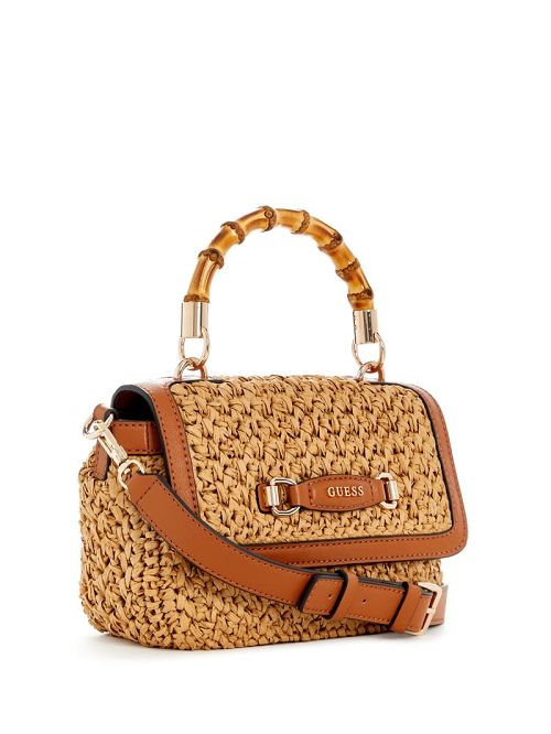 Guess Siria Straw Top Handle Bag Bruin | GUESS-SN28790