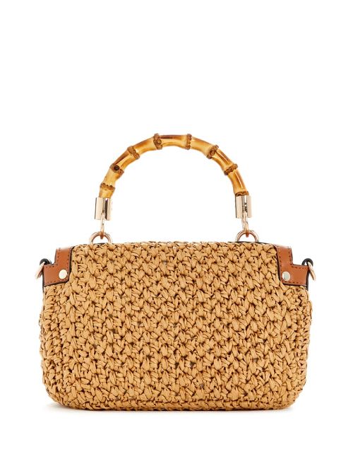 Guess Siria Straw Top Handle Bag Bruin | GUESS-SN28790