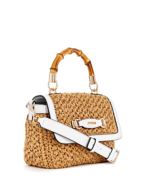 Guess Siria Straw Top Handle Bag Wit | GUESS-SN28937