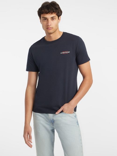 Guess Slim American Tradition Tee Blauw | GUESS-SN30500