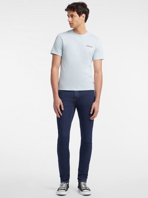 Guess Slim American Tradition Tee Blauw | GUESS-SN30501