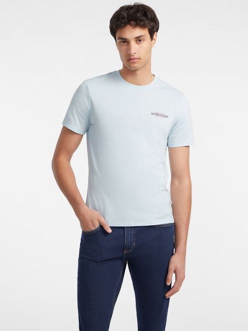 Guess Slim American Tradition Tee Blauw | GUESS-SN30501