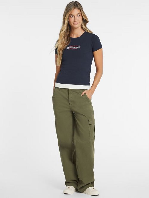 Guess Slim American Tradition Tee Blauw | GUESS-SN27272