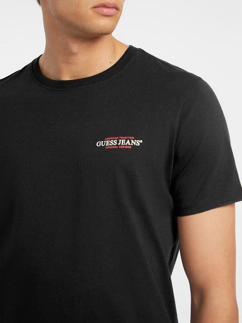 Guess Slim American Tradition Tee Zwart | GUESS-SN30493
