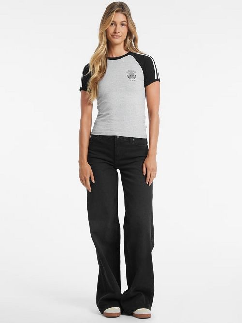 Guess Slim Crest Logo Raglan Tee Grijs | GUESS-SN27289