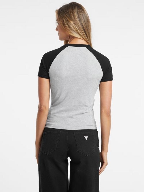 Guess Slim Crest Logo Raglan Tee Grijs | GUESS-SN27289