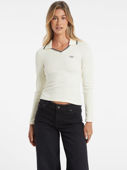 Guess Slim Embroidered Logo Polo Wit | GUESS-SN27307