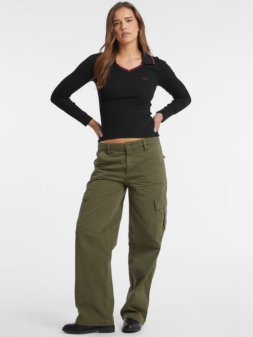 Guess Slim Embroidered Logo Polo Zwart | GUESS-SN27501