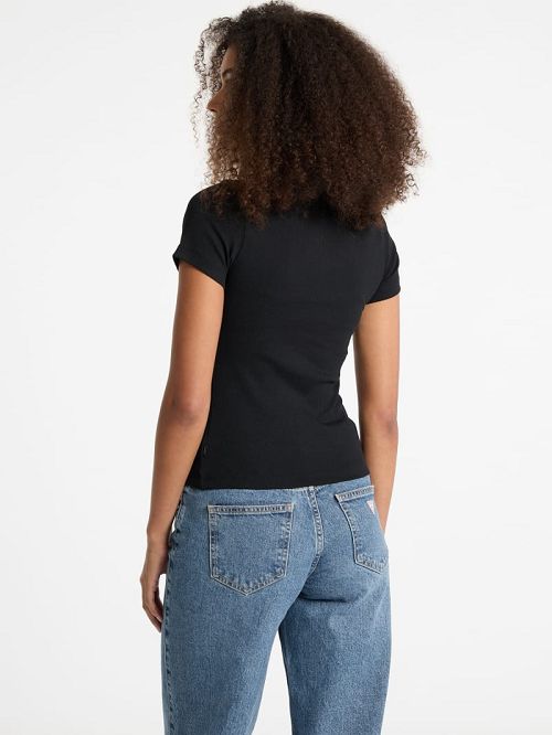 Guess Slim Embroidered Logo Polo Zwart | GUESS-SN27308