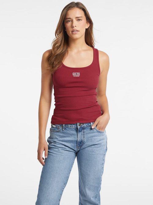Guess Slim Embroidered Logo Tank Rood | GUESS-SN27417