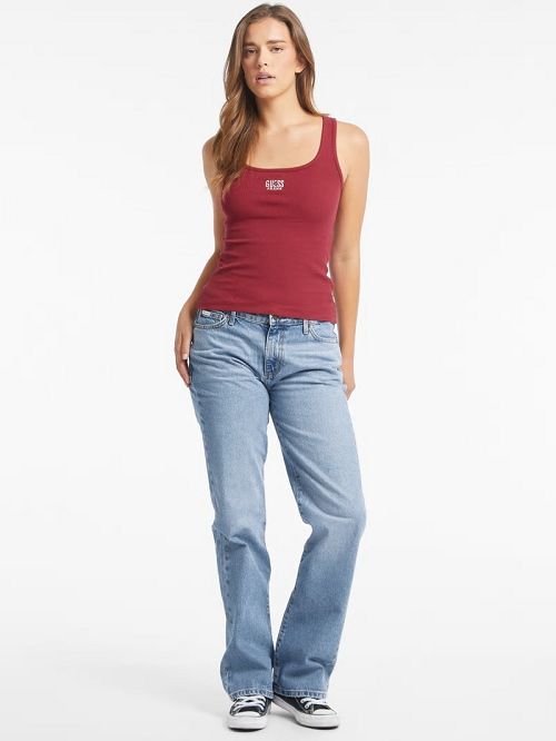 Guess Slim Embroidered Logo Tank Rood | GUESS-SN27417