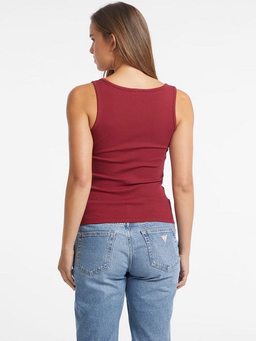 Guess Slim Embroidered Logo Tank Rood | GUESS-SN27417