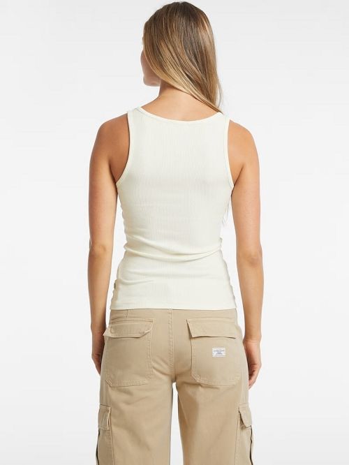 Guess Slim Embroidered Logo Tank Wit | GUESS-SN27425