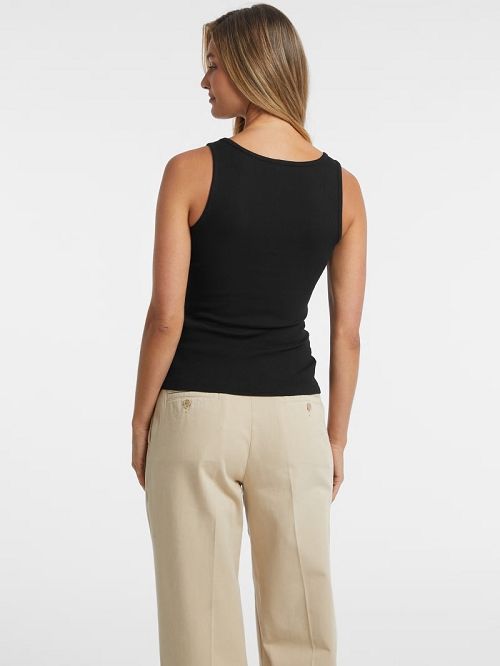 Guess Slim Embroidered Logo Tank Zwart | GUESS-SN27521