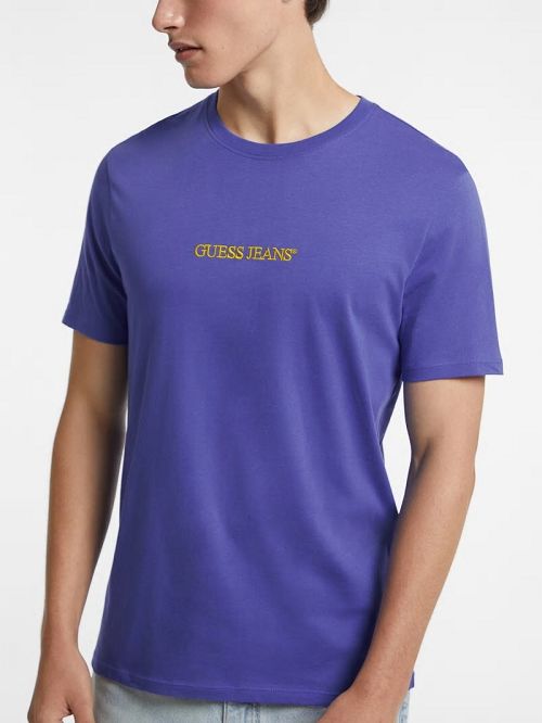 Guess Slim Embroidered Logo Tee Blauw | GUESS-SN30488