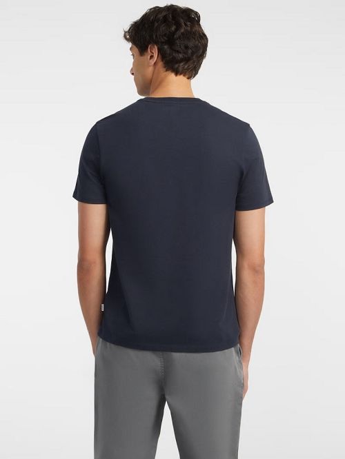 Guess Slim Embroidered Logo Tee Blauw | GUESS-SN30503