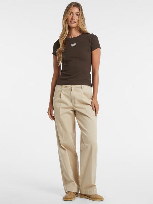 Guess Slim Embroidered Logo Tee Bruin | GUESS-SN27327