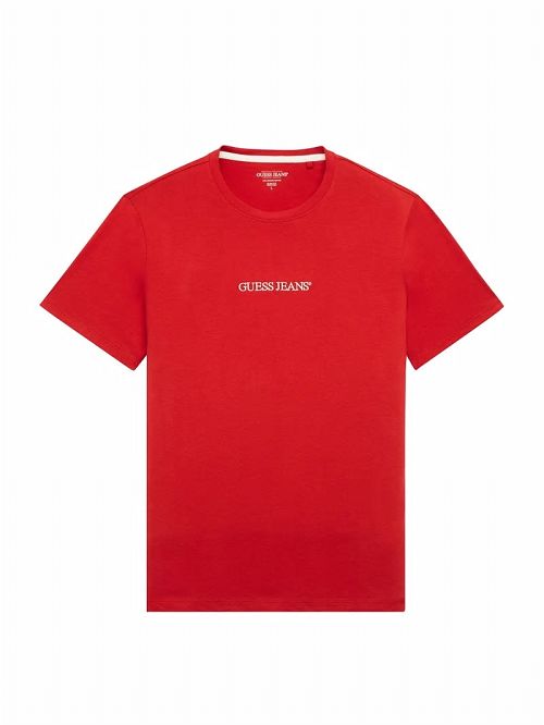 Guess Slim Embroidered Logo Tee Rood | GUESS-SN30625