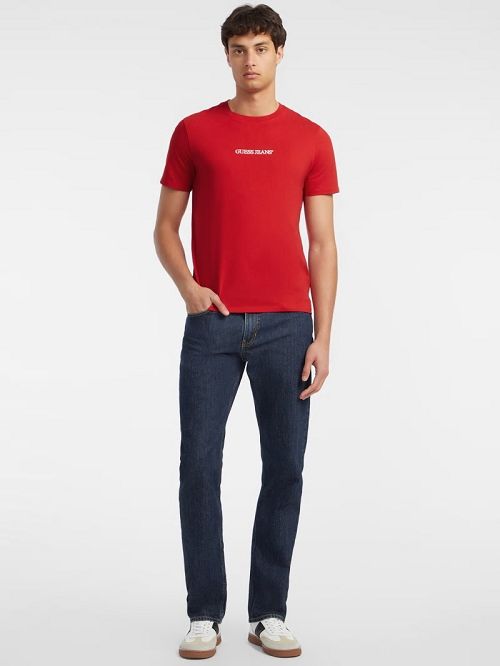 Guess Slim Embroidered Logo Tee Rood | GUESS-SN30625