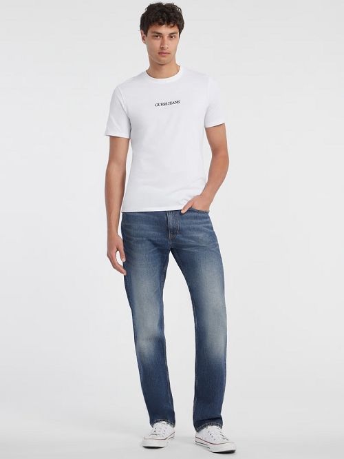 Guess Slim Embroidered Logo Tee Wit | GUESS-SN30599