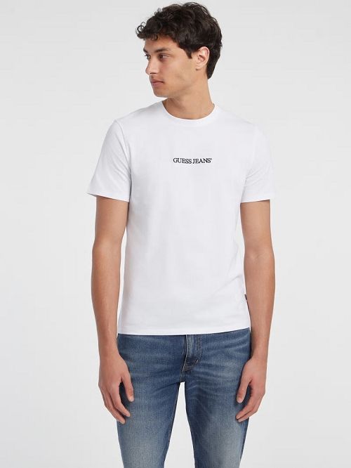 Guess Slim Embroidered Logo Tee Wit | GUESS-SN30599