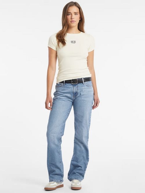 Guess Slim Embroidered Logo Tee Wit | GUESS-SN27432