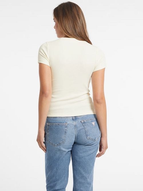 Guess Slim Embroidered Logo Tee Wit | GUESS-SN27432