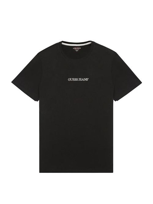 Guess Slim Embroidered Logo Tee Zwart | GUESS-SN30643