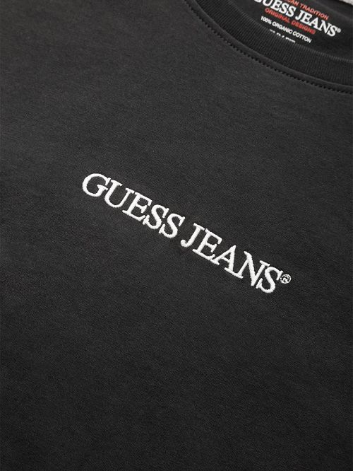 Guess Slim Embroidered Logo Tee Zwart | GUESS-SN30643