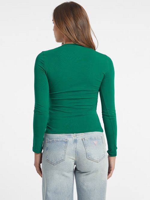 Guess Slim Embroidered Long-Sleeve Tee Groen | GUESS-SN27538