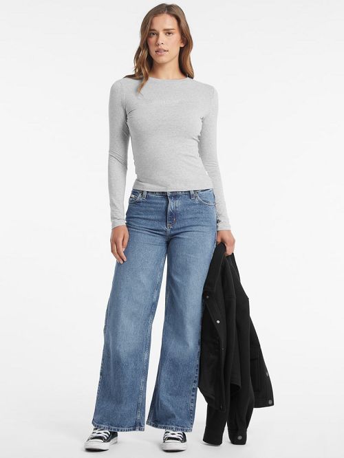 Guess Slim Embroidered Long-Sleeve Tee Grijs | GUESS-SN27570