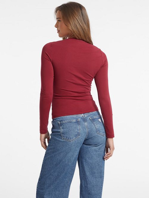Guess Slim Embroidered Long-Sleeve Tee Rood | GUESS-SN27519