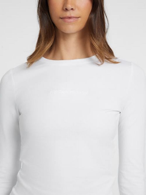 Guess Slim Embroidered Long-Sleeve Tee Wit | GUESS-SN27575