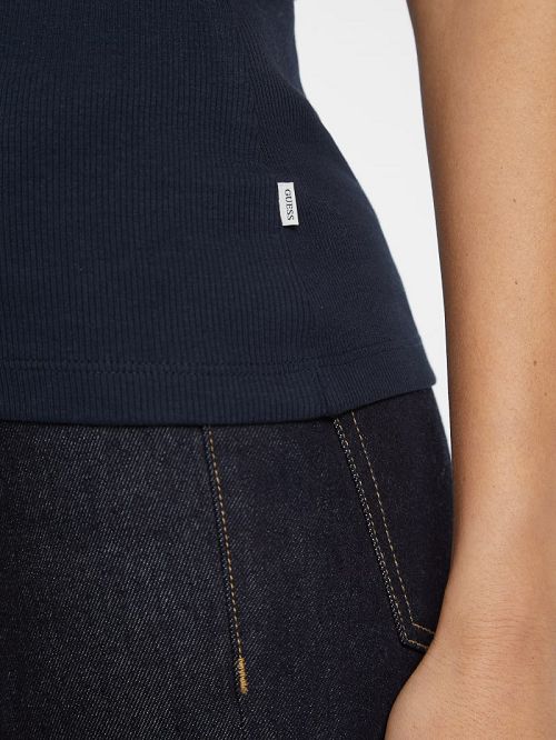 Guess Slim Embroidered Star Tank Blauw | GUESS-SN27195