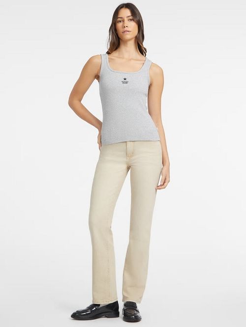 Guess Slim Embroidered Star Tank Grijs | GUESS-SN27204