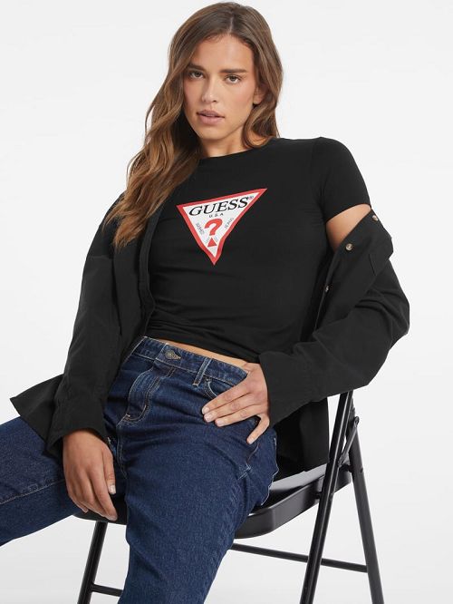 Guess Slim Iconic Tee Zwart | GUESS-SN27423