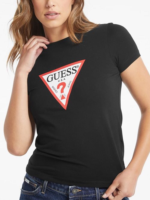 Guess Slim Iconic Tee Zwart | GUESS-SN27423