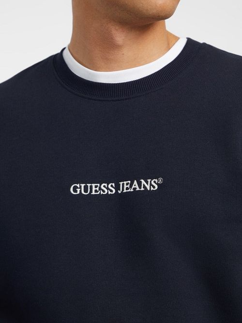 Guess Slim Logo Crewneck Sweatshirt Blauw | GUESS-SN31532