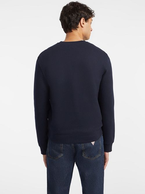 Guess Slim Logo Crewneck Sweatshirt Blauw | GUESS-SN31532