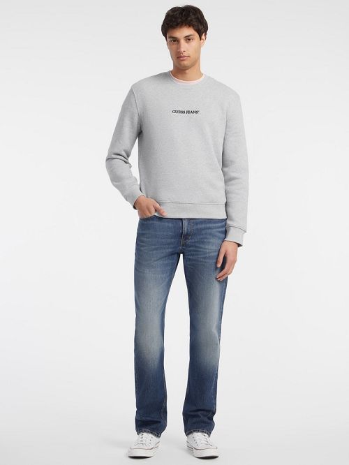Guess Slim Logo Crewneck Sweatshirt Grijs | GUESS-SN31527