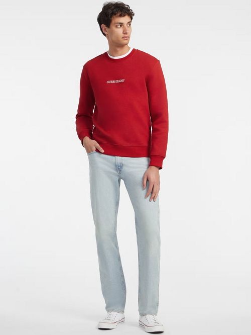 Guess Slim Logo Crewneck Sweatshirt Rood | GUESS-SN30979