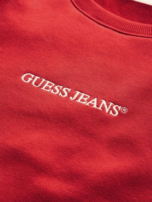 Guess Slim Logo Crewneck Sweatshirt Rood | GUESS-SN30979