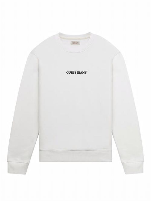 Guess Slim Logo Crewneck Sweatshirt Wit | GUESS-SN31491