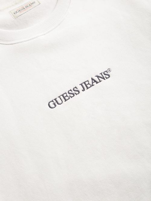 Guess Slim Logo Crewneck Sweatshirt Wit | GUESS-SN31491