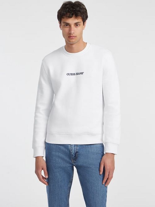 Guess Slim Logo Crewneck Sweatshirt Wit | GUESS-SN31491