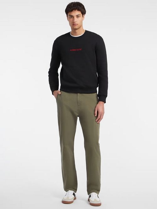 Guess Slim Logo Crewneck Sweatshirt Zwart | GUESS-SN31495