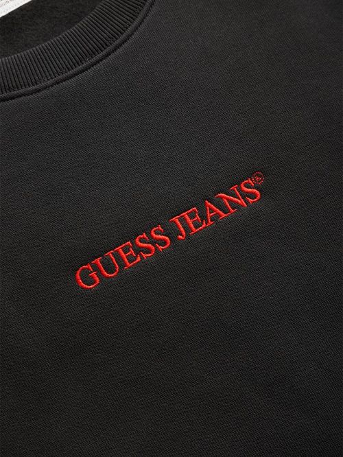 Guess Slim Logo Crewneck Sweatshirt Zwart | GUESS-SN31495